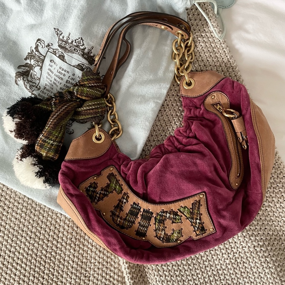 Authentic Juicy Couture | Y2K Vintage handbag with pom pom and scarf